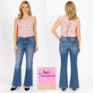 Silver Jeans EDEN Flare Distress Embroidered Pocket Denim Blue Y2K Jean Sz 29